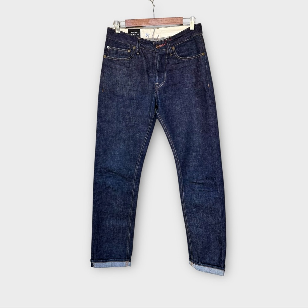 HIUT Japanese Selvedge Workr Jeans - 100% Cotton Rigid Dark Rinse Straight Leg